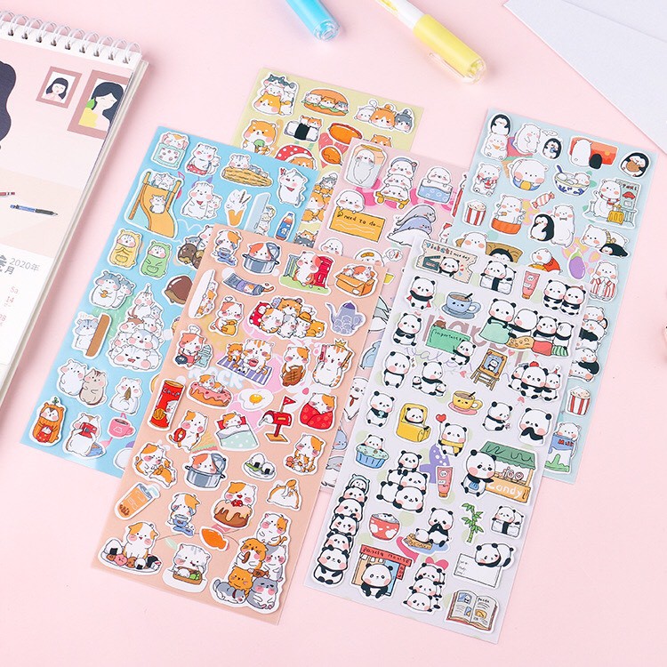 Bộ sticker hình thú ngộ nghĩnh trang trí sổ tay (ST12)
