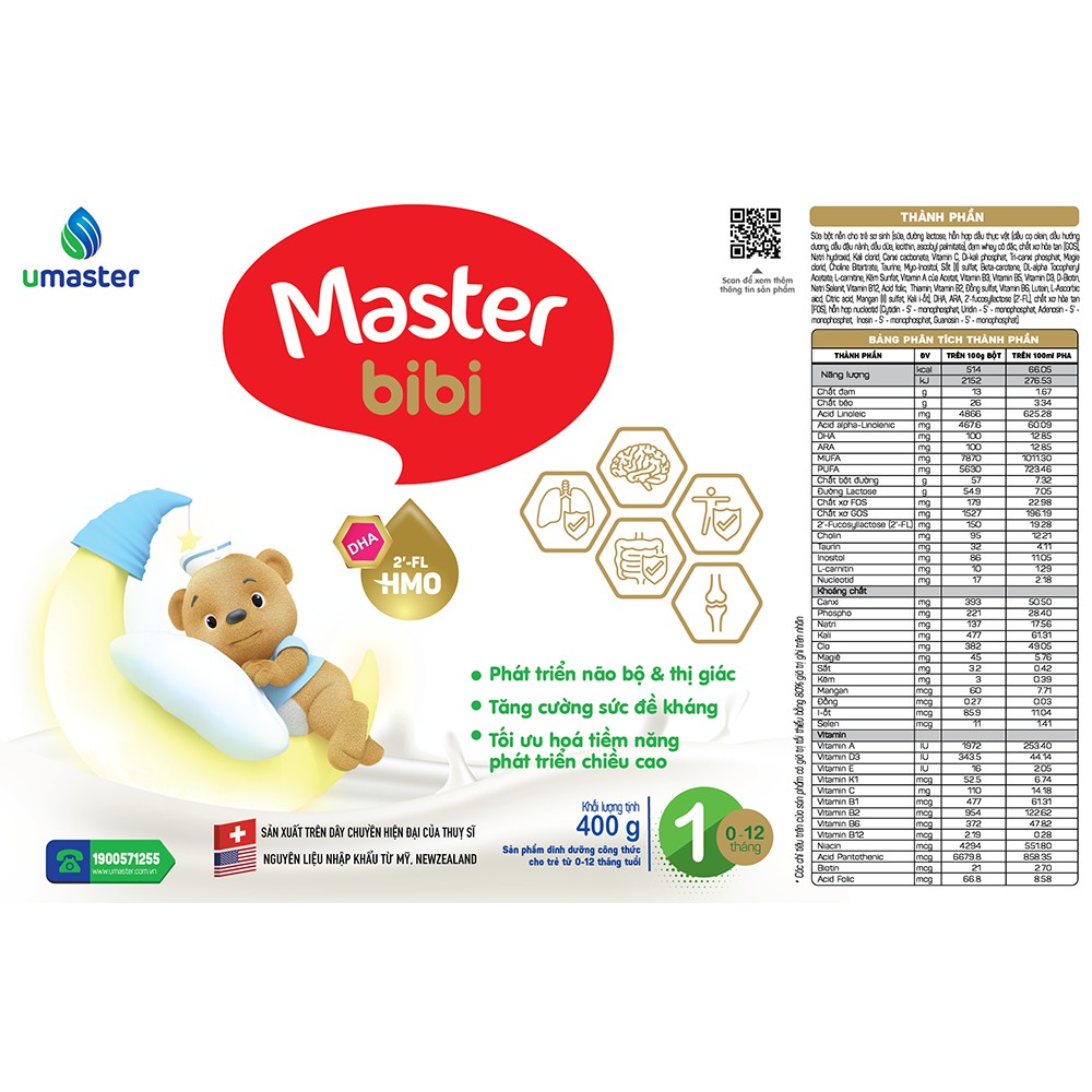 Sữa bột Umaster - Master Bibi số 1- 900gr