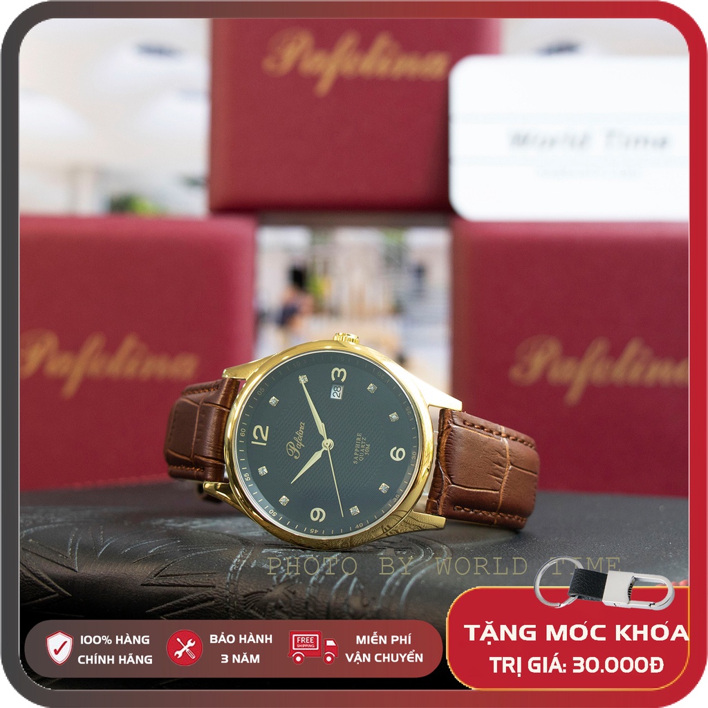 Đồng Hồ Nam dây da pafolina 5033m  [ Chính Hãng Full Box ] Sapphire Chống Xước , Chống Nước