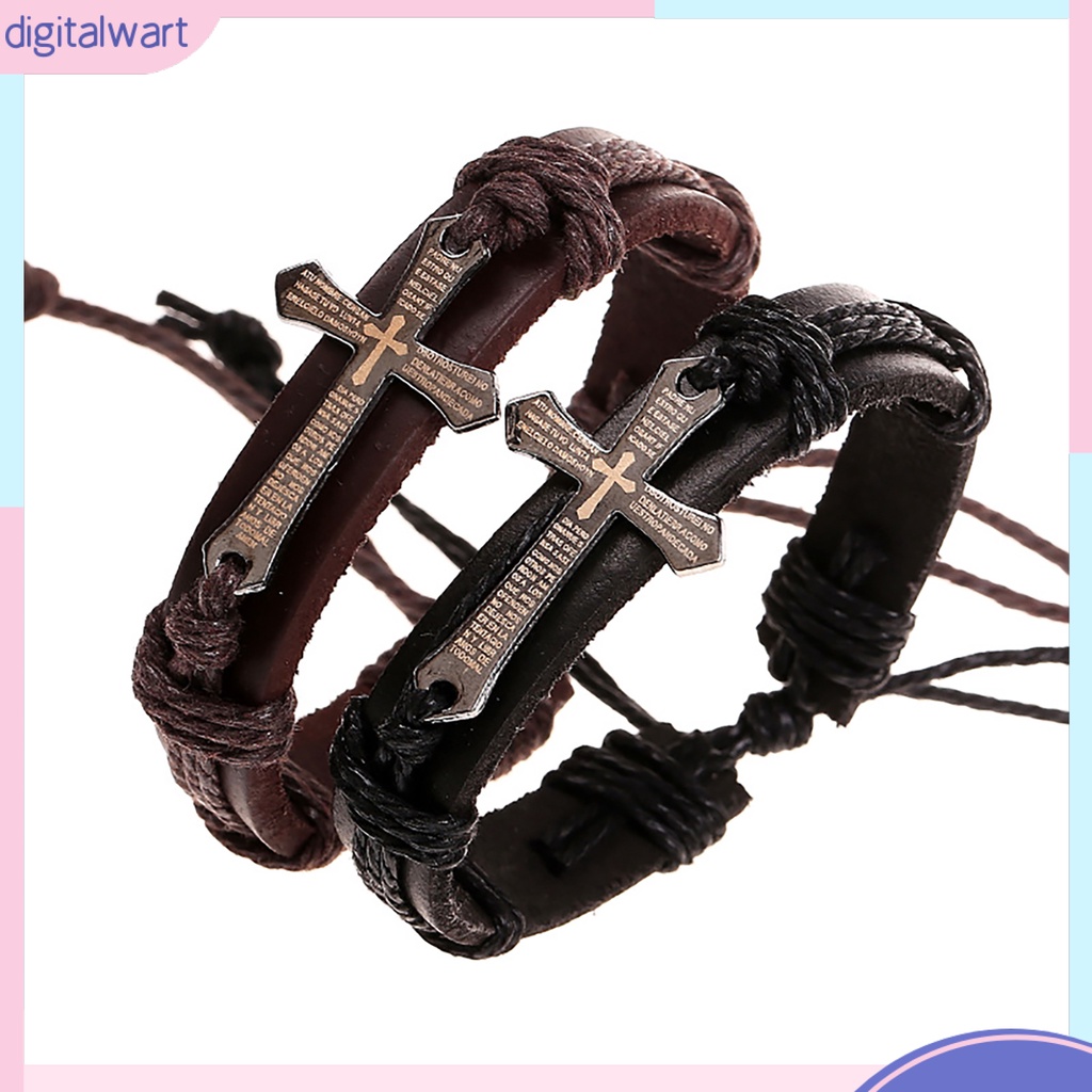 Dgggg Dgg✌❤ Vòng Tay Giả Da Mặt Thánh Giá Phong Cách Retro