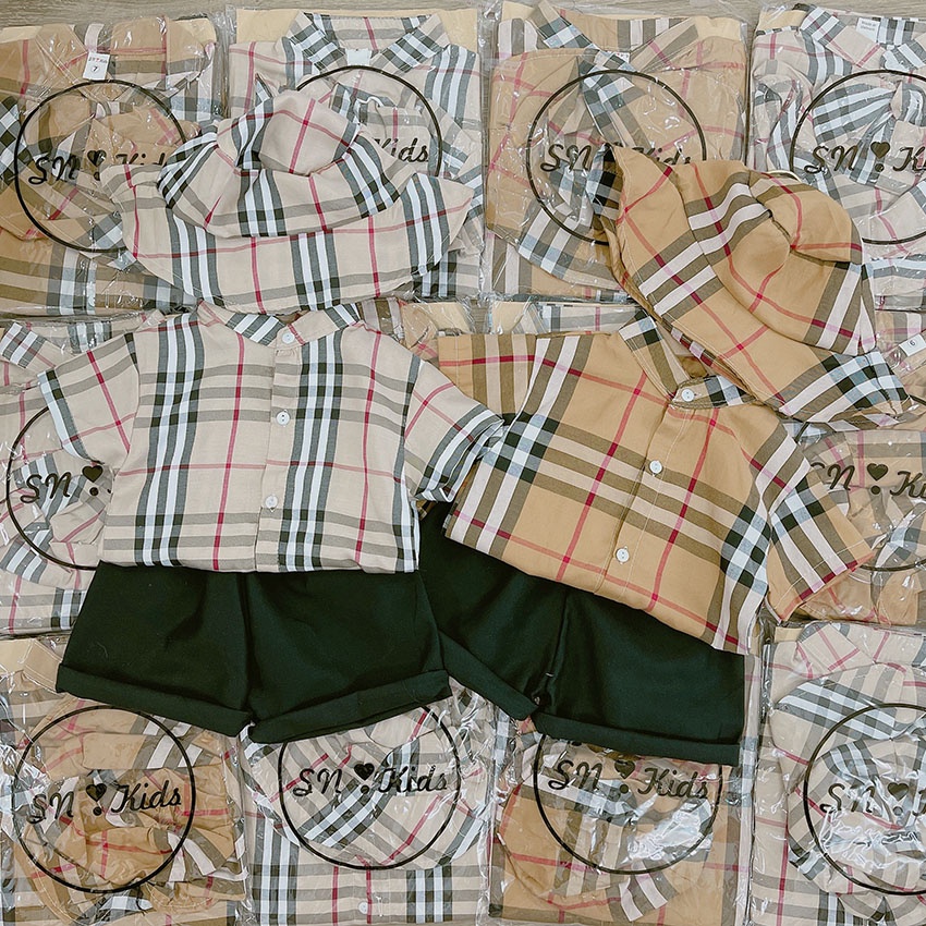 Bộ Quần Áo Trẻ Em Cộc Tay BBR TẶNG MŨ Vải Coton Sang Chảnh Cho Bé Trai - Bé Gái Từ 7-19kg