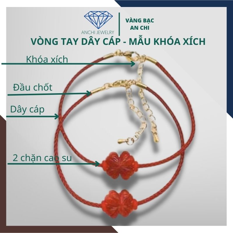 Dây vòng đeo charm / lu thống / đồng điếu / cỏ 4 lá phong thuỷ - mẫu khóa xích