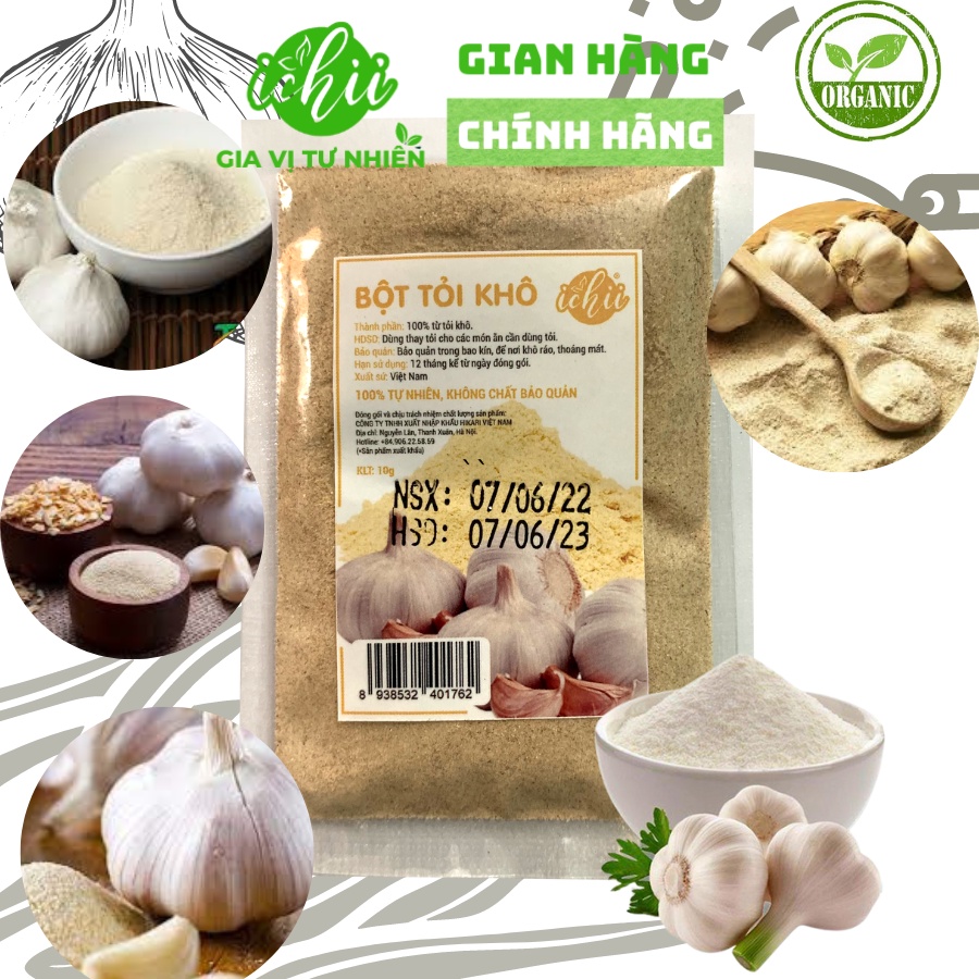 Bột tỏi khô ICHII , Bột tỏi khô nguyên chất gia vị nấu ăn gói 10g
