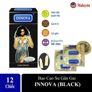 [HỘP12C] Bao Cao Su INNOVA Gai Đen, Kéo Dài Thời Gian Quan Hệ
