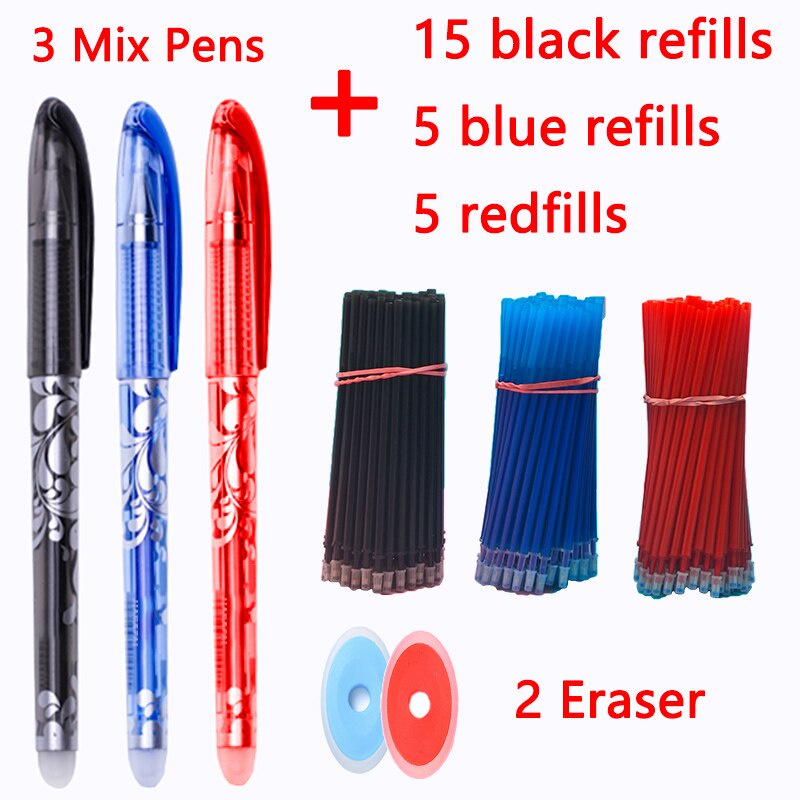 Set bút mực + lõi thay thế + gôm tẩy gồm 25 món tiện dụng dành cho học sinh