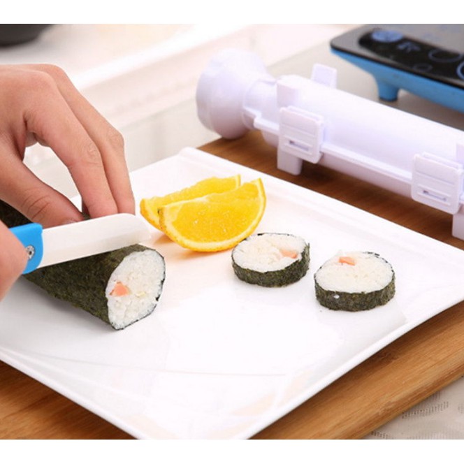 Khuôn ống làm sushi, cơm cuộn siêu nhanh+ Tặng mành cuộn sushi kèm vá múc-Dụng cụ cuốn sushi gimbab siêu nhanh 29*7*7cm