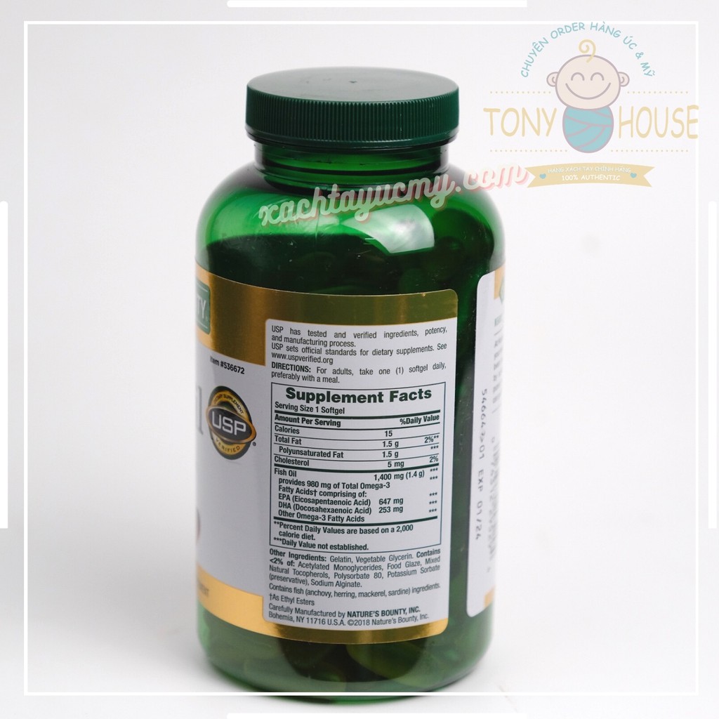 Dầu cá Nature’s Bounty Fish Oil 1400mg của Mỹ | BigBuy360 - bigbuy360.vn