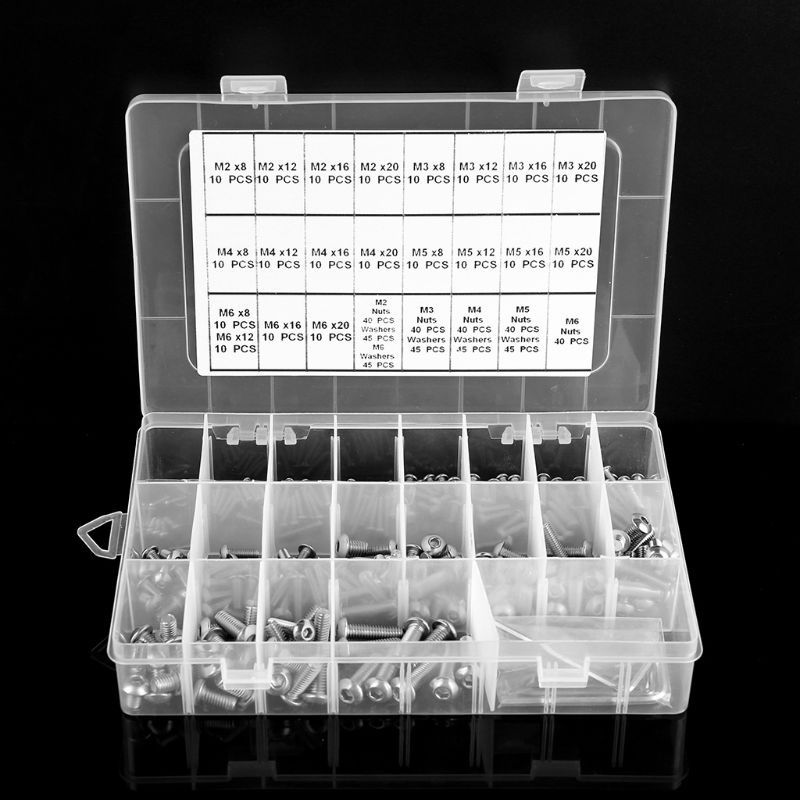 Set 625 Con Vít Đầu Lục Giác Bằng Inox 304 M2 M3 M4 M5 M6 Chuyên Dụng