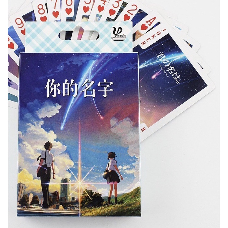 Bọ bài tây Your name 54 ảnh bài khác nhau/ bộ bài Tú lơ khơ anime your name
