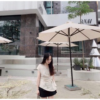 ( Moon) Áo sơ mi lụa chổ chữ V