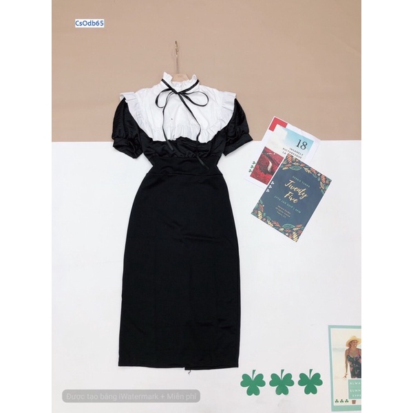 Đầm body phối màu