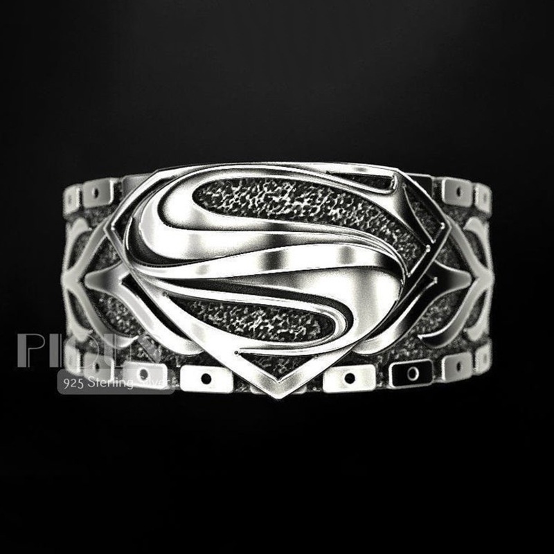 Cq Hàng Bán Chạy Nhẫn Đeo Ngón Trỏ In Logo Superman S Phong Cách Retro Cho Nam Và Nữ
