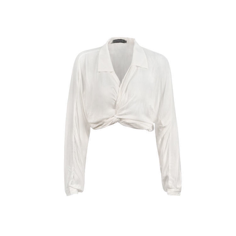 Áo Croptop Tay Dài Thiết Kế Cổ Chữ V Quyến Rũ