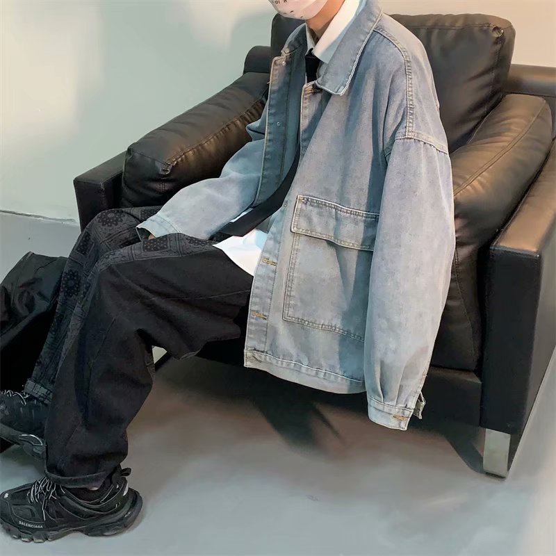 áo khoác ifashion retro áo khoác jean nam phong cách Hàn Quốc áo dài tay jacket unisex oversize áo khoác jacket nam