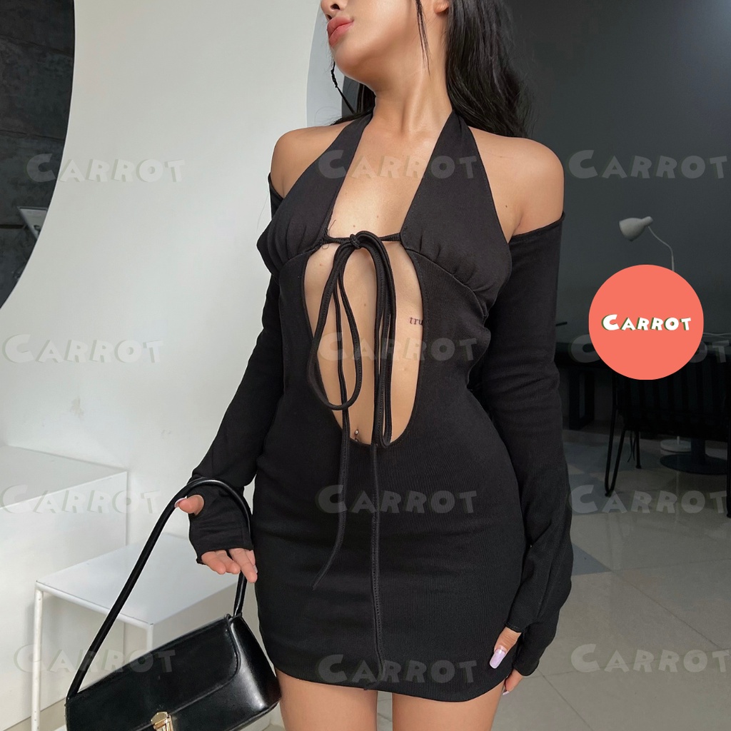 Đầm body thiết kế tặng kèm tay áo sexy chất thun cao cấp co giãn đi tiệc carrotxinhdep (102)
