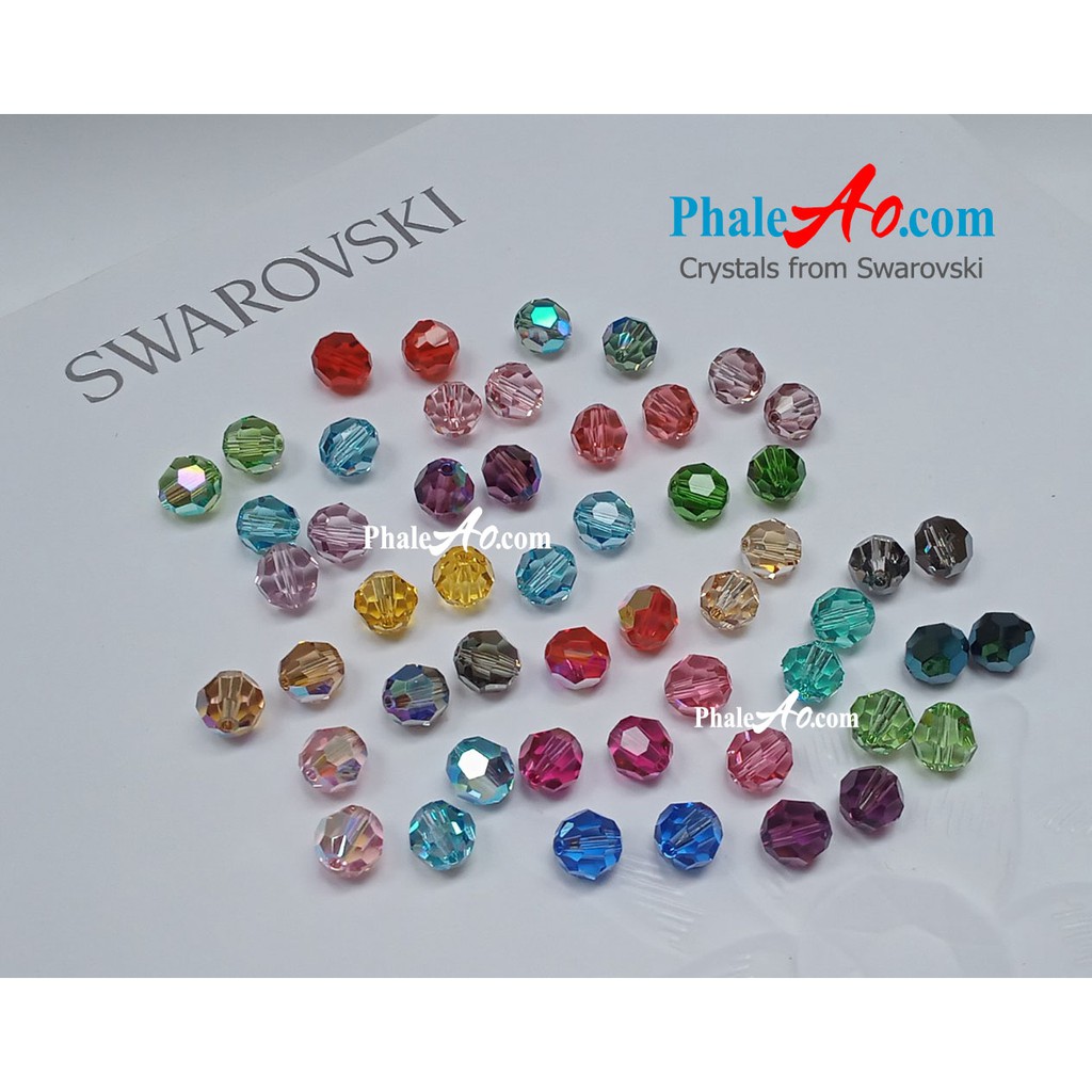 Pha lê Swarovski hạt tròn 8ly đủ màu, hiệu ứng rực rỡ tuyệt đẹp round bead crystal 5000