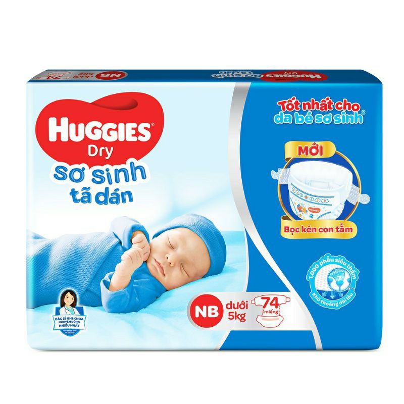 Tã dán sơ sinh Huggies NB74 (dưới 5kg) - Bao Bì Mới 360