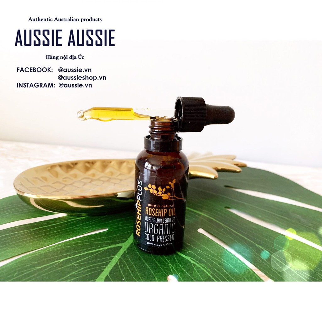 Tinh dầu nụ tầm xuân Úc Rosehip Plus Rosehip Oil Organic Cold Pressed 15ml 30ml 50ml aussie.vn