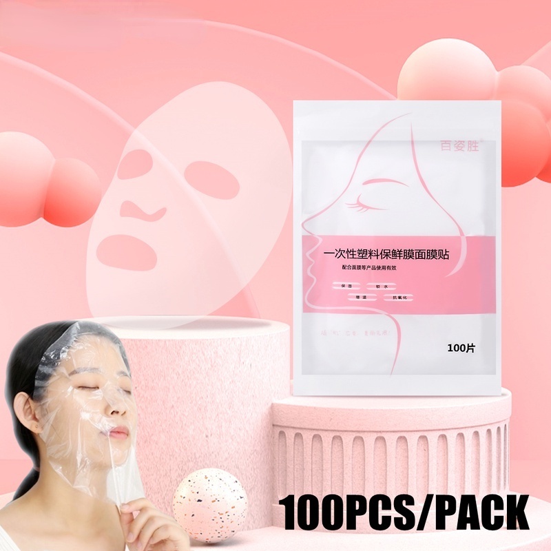 Set 100 Mặt Nạ Nhựa Trong Suốt Chất Lượng Cao Dưỡng Ẩm Bảo Vệ Da Ốp