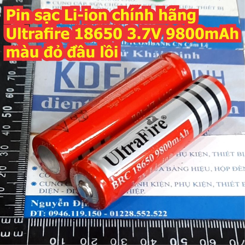 Pin sạc Lithium 18650 3.7V 4.2V 9800mAh / 5000mAh màu đỏ / xanh dương đầu lồi / bằng kde3275