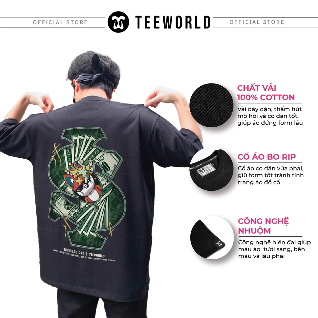 Áo thun Teeworld Rich Bad Cat - TW Zoo Collection T-Shirt Nam Nữ Form Rộng Unisex