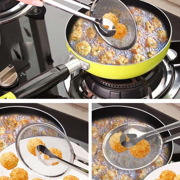 Muỗng Lọc Dầu Đa Năng Có Kẹp Gắp Cho Nhà Bếp