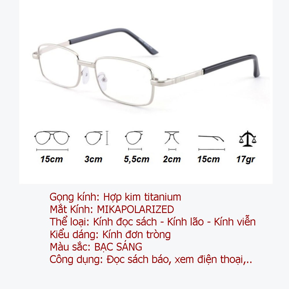 Kính lão thị viễn thị đọc sách nam nữ sẵn độ AKITA gọng TITANIUM tròng MIKAPLARIZED Nhật bản sáng rõ BẢO HÀNH 1 ĐỔI 1