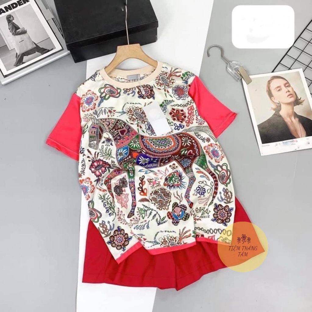 Bộ đồ ngủ vải lụa 3D cao cấp mặc nhà ngắn tay, cực đẹp, mát mẻ, không sờn vải