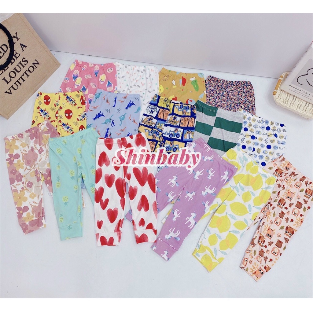Set 5 quần dài cotton cho bé họa tiết dễ thương chất vải mát mịn co giãn thoải mái