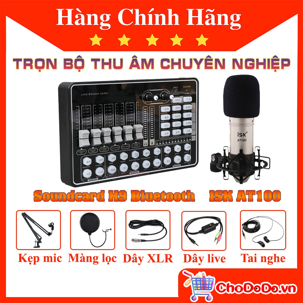 Combo H9 và ISK AT100 Full phụ kiện trọn bộ sound card và mic thu âm chính hãng