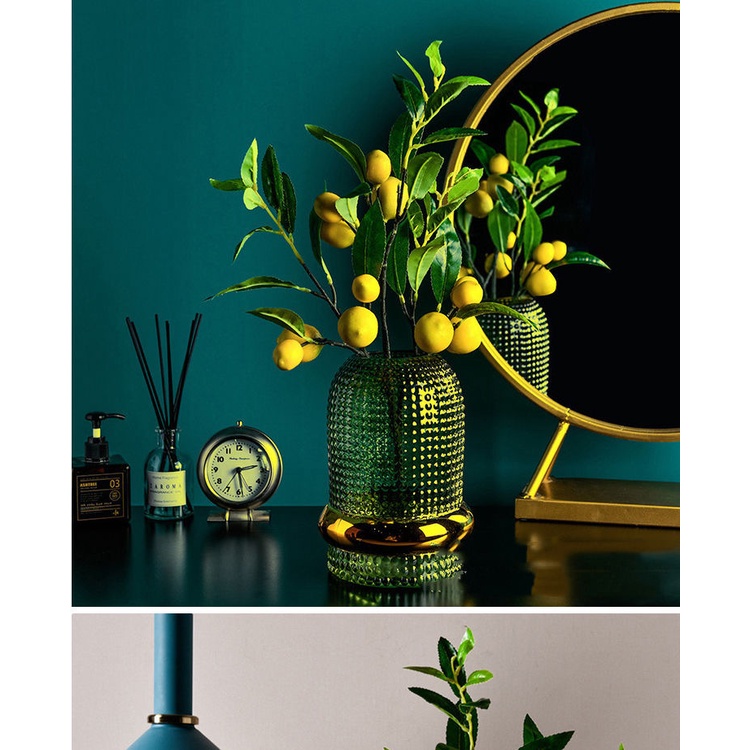 Bình thủy tinh Cắm hoa Bắc Âu Retro Màu xanh lá cây trang trí cắm hoa time decor
