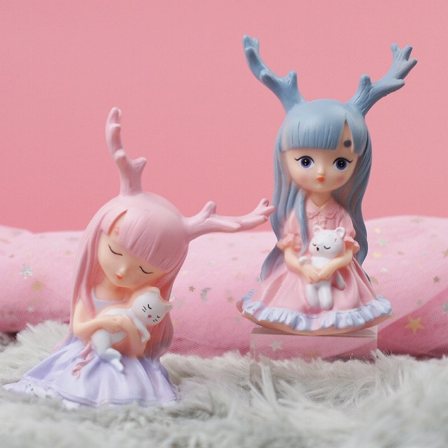 Bé gái dễ thương trang trí bánh sinh nhật, phụ kiện bánh kem