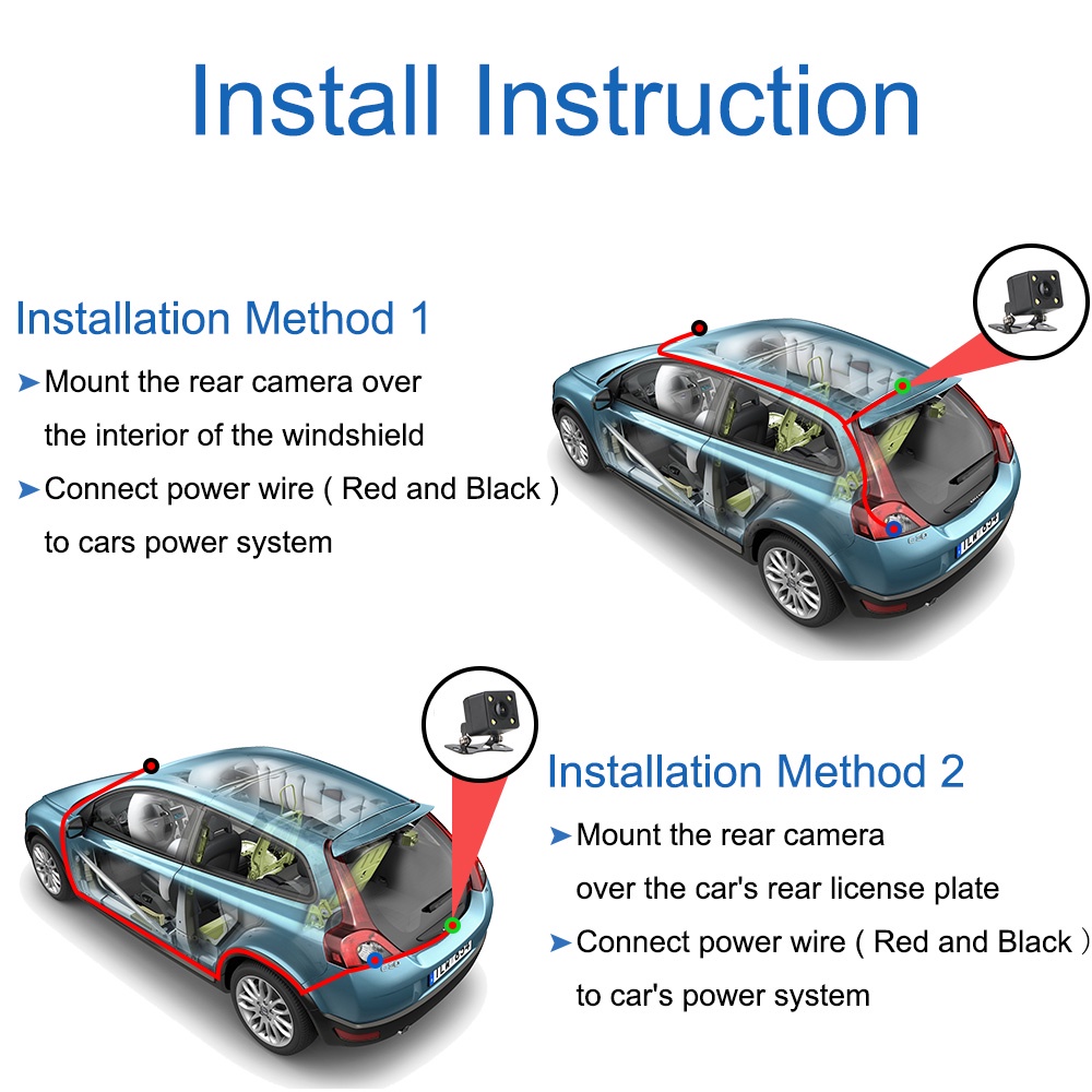 Camera quan sát phía sau chuyển động góc rộng có đèn LED ban đêm quay 140° giắc cắm 2.5mm tiện dụng cho xe hơi | BigBuy360 - bigbuy360.vn