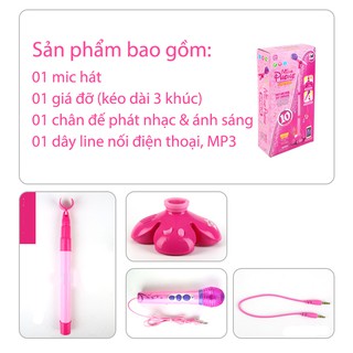 Mic hát karaoke đơn có giá đỡ Microphone Superlor (Hồng)