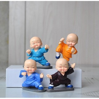 Bộ Tượng 4 Chú Tiểu Múa Võ Trang Trí Ô Tô, Bàn Làm Việc Cực Đẹp và Dễ Thương