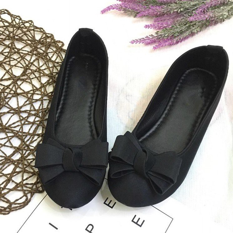 ] Giày Búp Bê Nữ Da Lộn Đế Bệt Mũi Tròn Thắt Nơ G20 | BigBuy360 - bigbuy360.vn