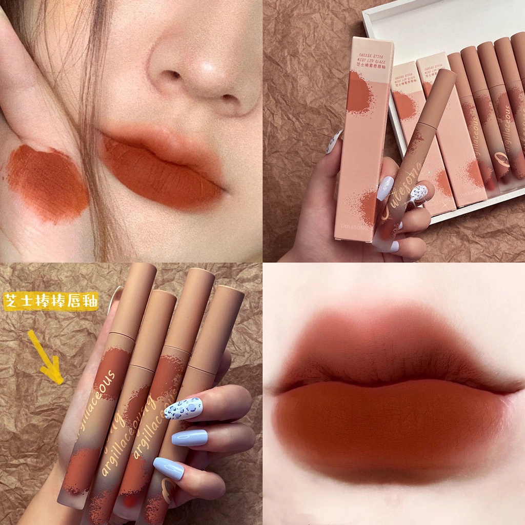 (Hàng Mới Về) Son Môi Màu Nhung Lì Không Phai Chống Thấm Nước Lâu Trôi