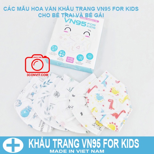 Hộp 10 chiếc khẩu trang trẻ em 3D VN95 for KIDS