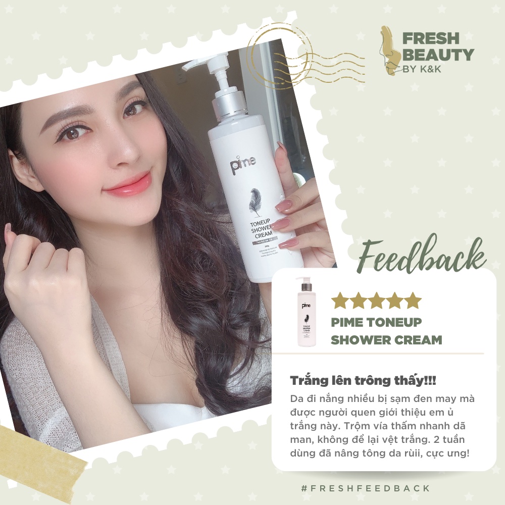 Kem ủ tắm trắng body Pime Toneup Shower Cream dạng sữa dưỡng giúp trắng bật tone toàn thân, giảm sần, làm mịn da 200g