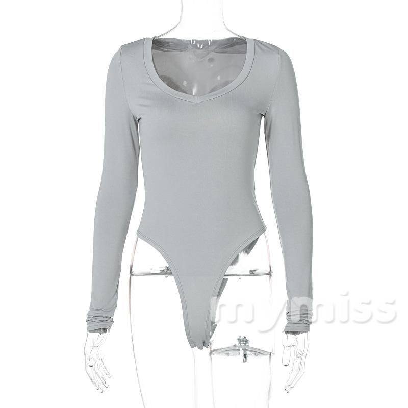 Ctcc- Bộ Đồ Liền Thân Tay Dài Cổ Chữ U Màu Trơn Màu Trơn Dành Cho Nữ Màu Đen/ Kaki/ Xám/ Tan | BigBuy360 - bigbuy360.vn