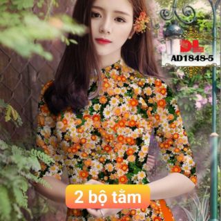 Vải áo dài 3d họa tiết hoa cúc 300k/bộ (Tuyền)
