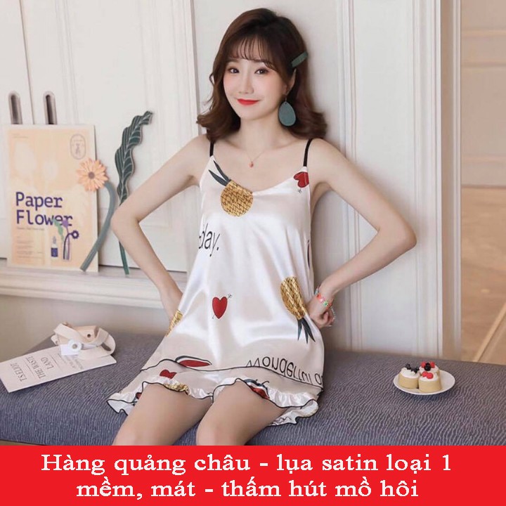 Đồ bộ nữ pijama hai dây mặc nhà, đồ ngủ nữ lụa satin loại 1