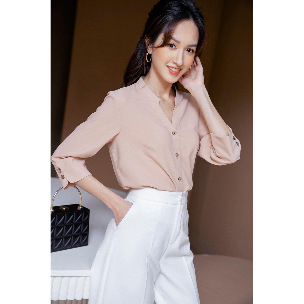 Áo sơ mi cổ tàu nẹp V tay lỡ TIINSTORE AHD176