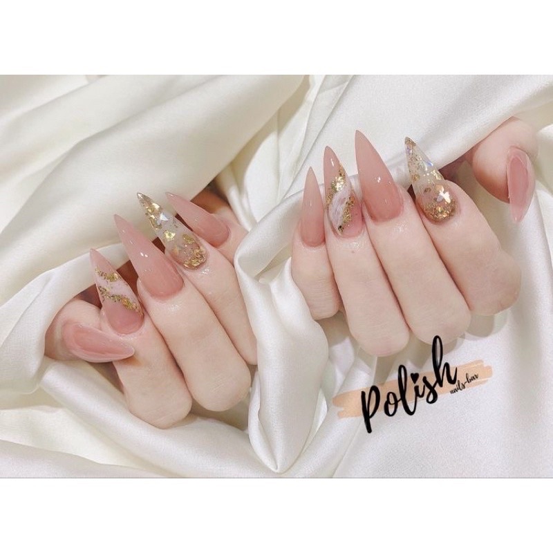 ALB001-BOBO01 Nailbox nuna móng úp thiết kế móng tay màu thạch ẩn giấy vàng Vân đá có giao hỏa tốc hcm ship now
