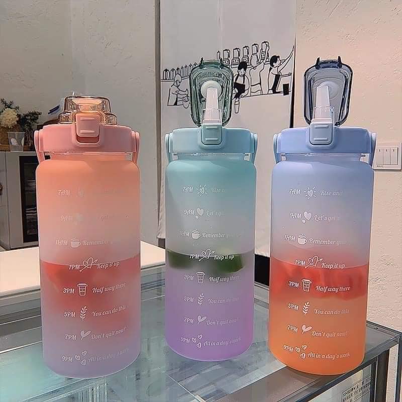 Bình Nước Nhựa SIZE TO CÓ CHIA VẠCH TIỆN LỢI BÉO LÙN KUTE_ THỂ TÍCH 1300ml - THỂ TÍCH 2000ML