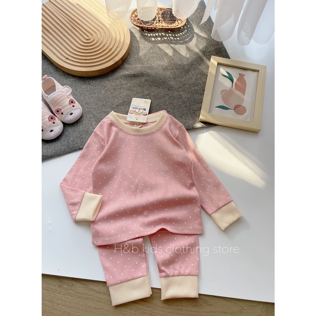 Bộ dài tay cho bé gái Vintage bo gấu chất cotton Zip hàn xịn đẹp dễ thương (8-20kg)