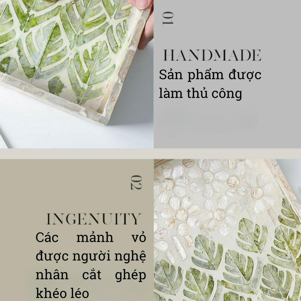 Khay Trà Khảm Trai Cao Cấp BAMBOOO ECO Để Trái Cây Đồ Trang Sức Phong Cách Bắc Âu Để Trong Phòng Ngủ Phòng Khách Đa Năng