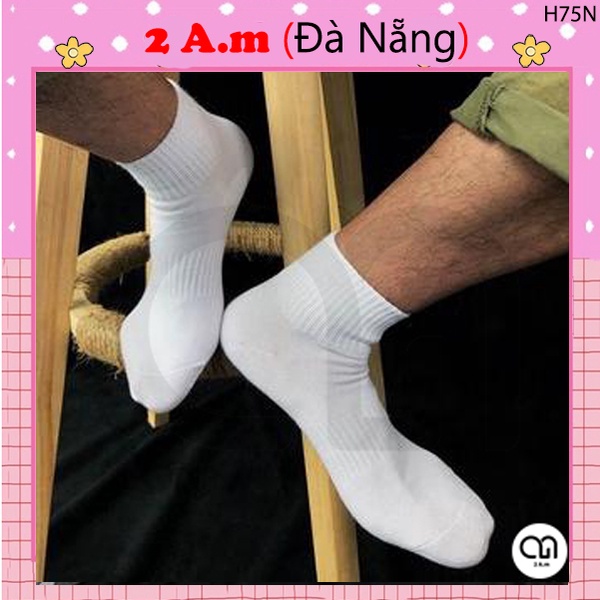 Tất Vớ Trơn Màu Trắng Đen Cổ Ngắn Nam Nữ Vải Cotton Thời Trang Hàn Quốc