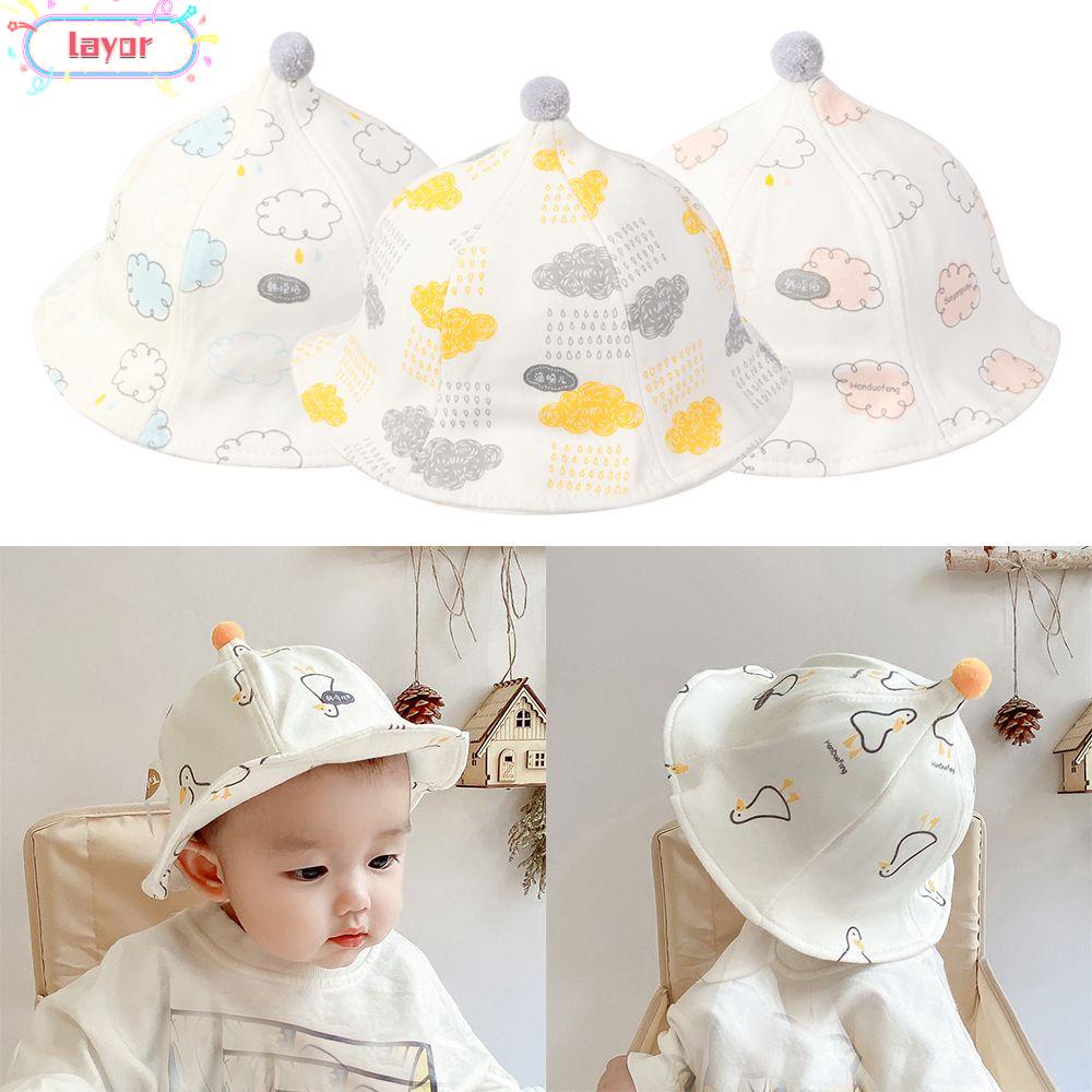 Mũ Cotton Rộng Vành Chống Tia UV In Họa Tiết Hoạt Hình Dễ Thương Cho Bé Sơ Sinh