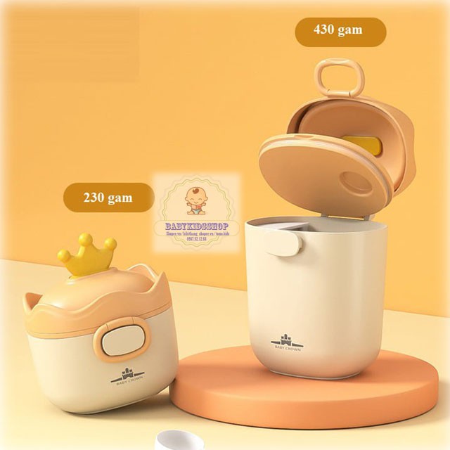 [HÀNG CÓ SẴN] Hộp chia sữa bột, đựng đồ ăn dặm, ăn vặt cao cấp cho bé hãng Baby Crown